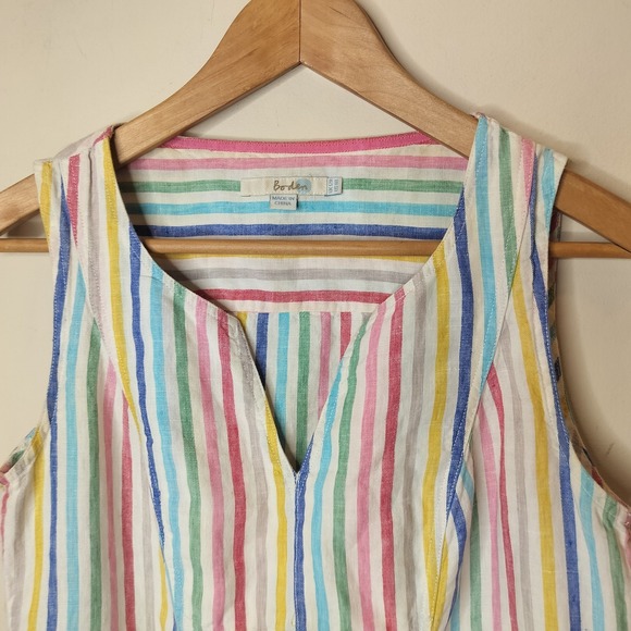 Boden Linen Rainbow Stripe Dress w/ Pockets - Picture 4 of 12